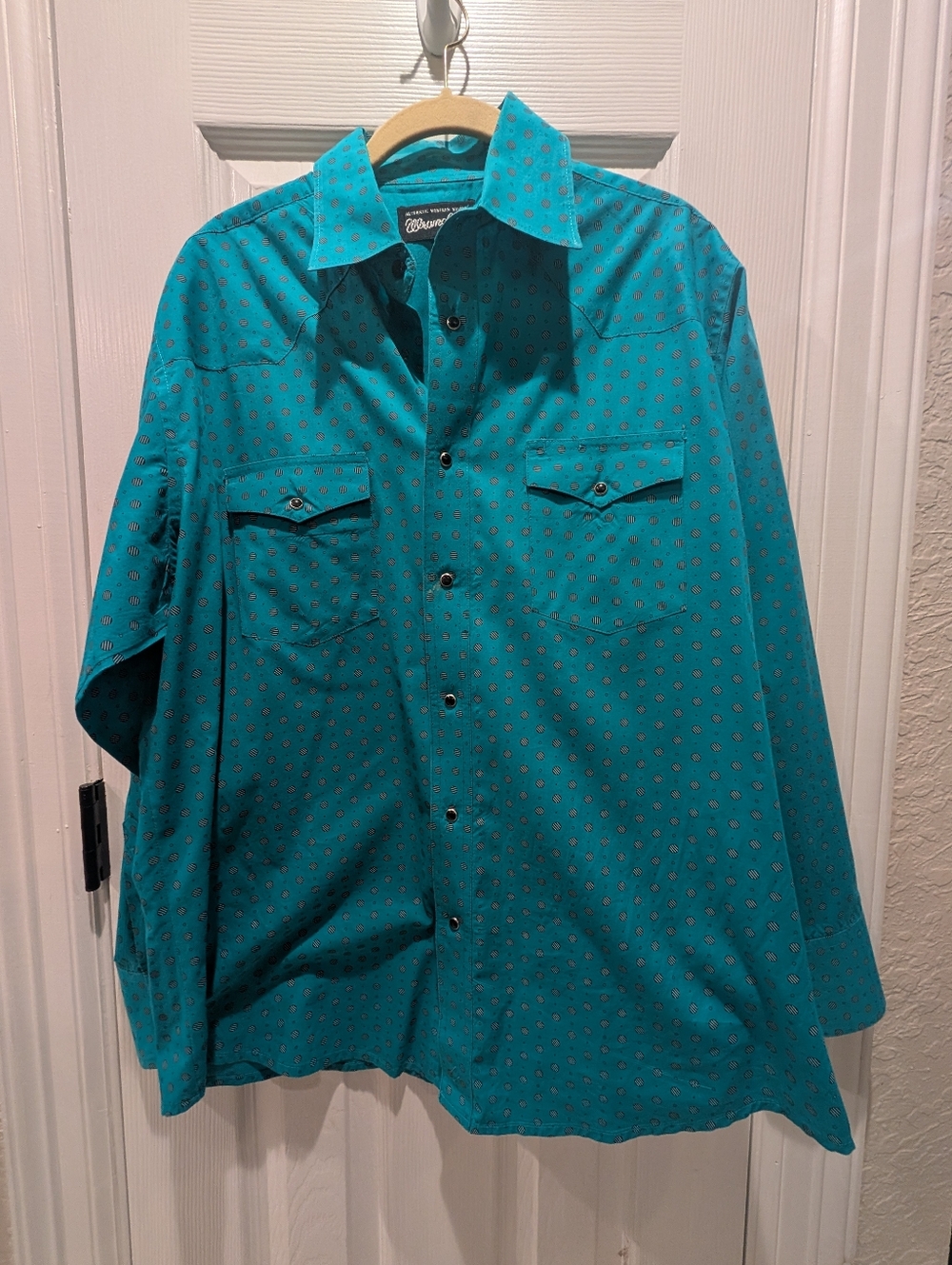 Wrangler Teal Western Pearl Snap Shirt